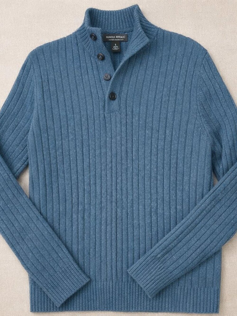 Banana Republic Men's Italian Yarn Ribbed Knit Sweater High‑Collar Pullover